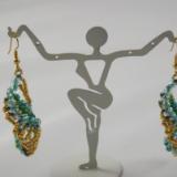 E-24 Gold & Aqua Beaded Earrings