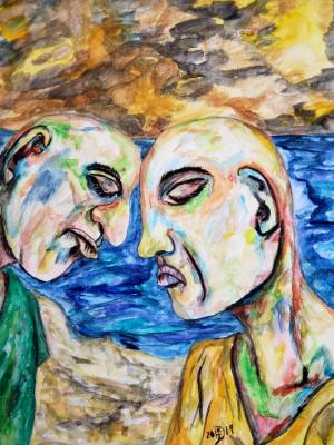 At waters edge, they attempt to comfort each other as they realize the end is only a matter of time. At waters edge, they attempt to comfort each other as they realize the end is only a matter of time.