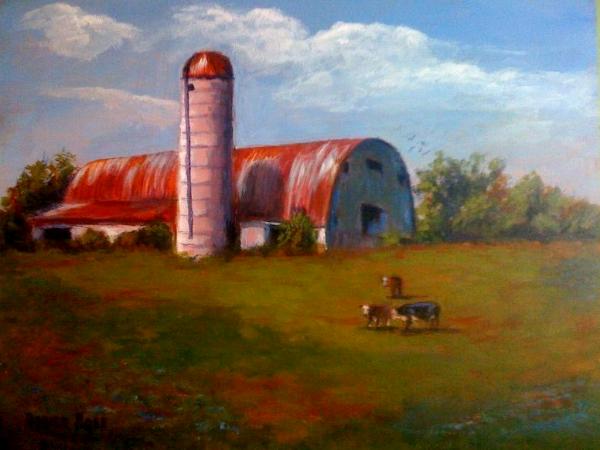 Taylorsville barn on 8x10 panel in oils