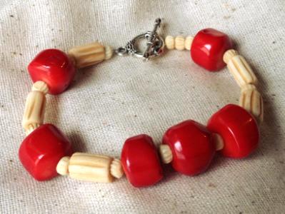 Coral and Bone Bracelet Coral and Bone Bracelet