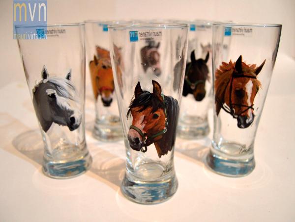 Set of handpainted glasses: COLORFULL HORSES