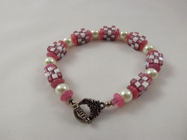 B-14 pink & white cube bracelet