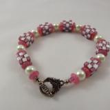 B-14 pink & white cube bracelet