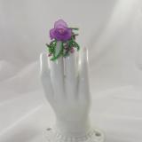 R-11 Purple Beaded Ring w/Purple Flower