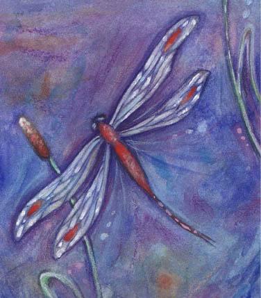 Purple Dragonflies tranquility zen art print