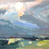 Sunset No 6 from Blunsdon hill 10"x 8" oil on board