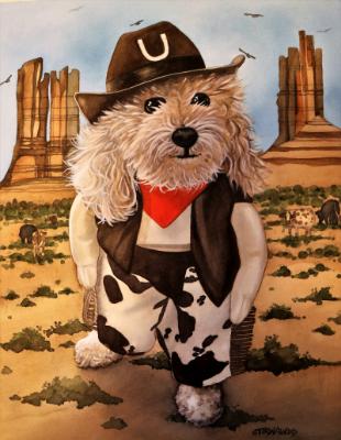 Get Along Little Doggie (watercolor)