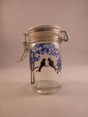 Silver Lovebirds in a Blue Tree Silver Lovebirds in a Blue Tree