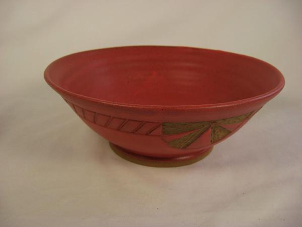 120214.A Carved Bowl with Red Satin Glaze