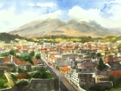 Plein air view of Otavalo - ECUADOR, 28cm x 38cm, 2018 Plein air view of Otavalo - ECUADOR, 28cm x 38cm, 2018