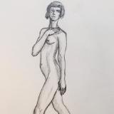 Standing Female Nude, Hand on Shoulder