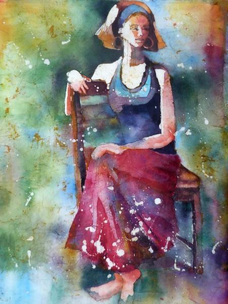 Carolina Girl ~ Watercolor Batik ~ 18" x 24" ~ Sold