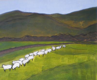 Meadow with Herd of Sheep