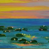 Water Lilies  2 15 X 30 Acrylic on Canvas board Embellished prints available 