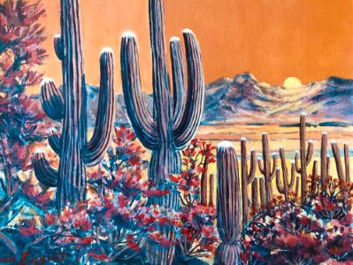 Saguaros at Sunset