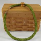 N-48 Olive Green Crocheted Rope Necklace