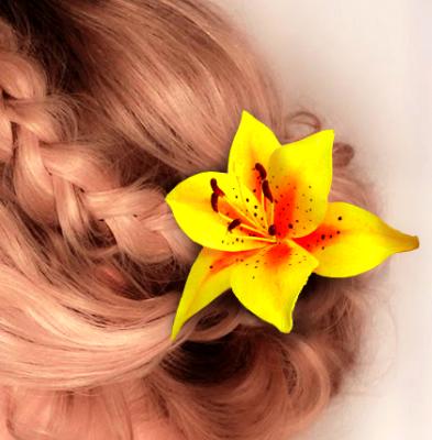 Yellow Tiger Lily Hair Clip Yellow Tiger Lily Hair Clip