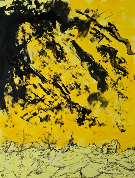 The Yellow Series: #26: The blackened sky fractures the calm as the The King in Yellow, readies to step into our world.  