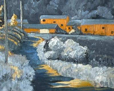 Paynes grey& yellow orange