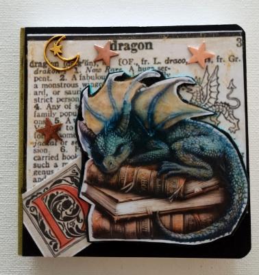 Dragon guarding her books mini  journal