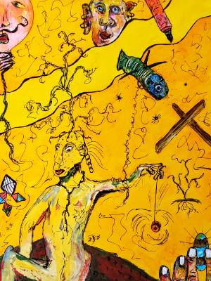 In dreams, chaos reigns. © 2023 By Duane Kirby Jensen, 9 x 12 ink, pen and acrylic on Yupo Medium In dreams, chaos reigns. © 2023 By Duane Kirby Jensen, 9 x 12 ink, pen and acrylic on Yupo Medium