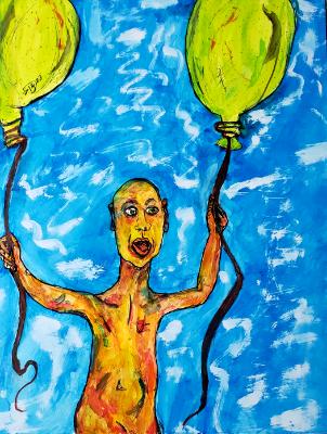 Floating through the air, high above where birds fly. Floating through the air, high above where birds fly.
