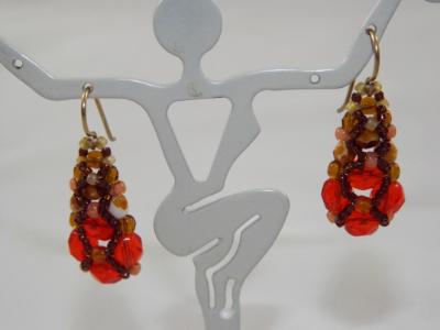 E-96 Orange Pyramid Earrings