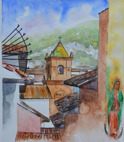 View of the La Loma neighborhood, 30cm x 40cm, 2016