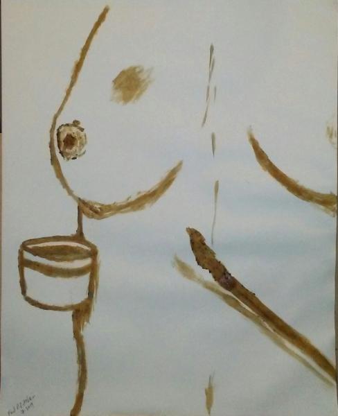 Woman with Coffee, Paintbrush and Bruise