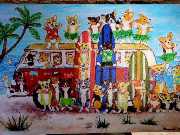 Mr Pickles Party Van 11x17 - Vanessa Keys Art by the Sea L.L.C /Corgis by  the Sea