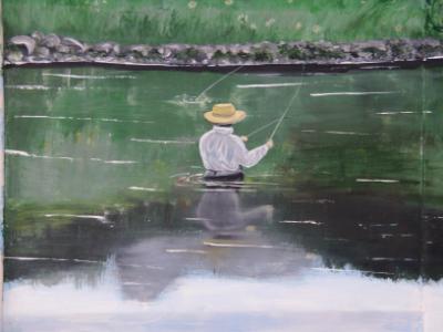 close-up of fly fisherman