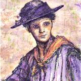 Violet - Print of Pen and Ink Victorian Portrait, 7in x 9in