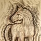 White Horse in Grayscale 