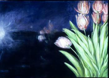 Tulips at Night in Winter