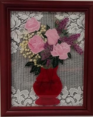 Roses in Red Glass Vase Roses in Red Glass Vase