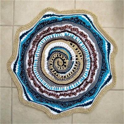 "Nautilus and the Sea" Crocheted Rug 