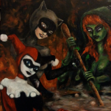 Gotham Sirens: Toil and Trouble, oil on board,12x16. 2017