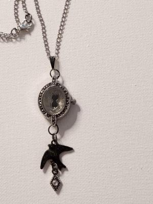 Kitty and Bird Repurposed Lady's watch pendant Kitty and Bird Repurposed Lady's watch pendant