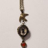 Kitty and Bird Repurposed Lady's watch pendant