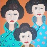 Three Geishas with Big Red Lips