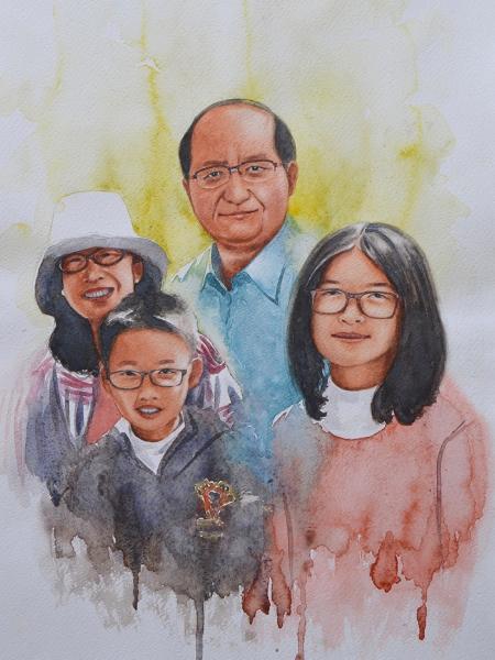 Custom portrait of a Chinese family, 60x40cm, 2017