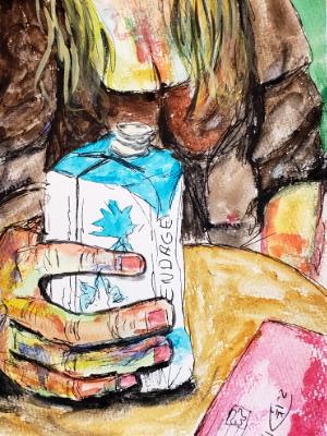 Natasha being more interested in her 'juice' then painting during #artlife at Jag Artworks. Natasha being more interested in her 'juice' then painting during #artlife at Jag Artworks.