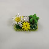 Green, Yellow, & White Flower Brooch