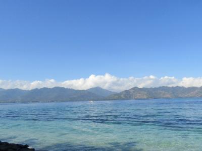 blue ocean. Lombok island in the distance blue ocean. Lombok island in the distance