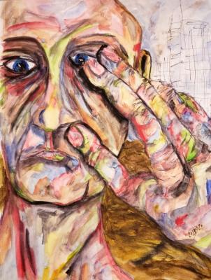 Shocked into a conitonic state, his friend looks for any sign of recognition. Shocked into a conitonic state, his friend looks for any sign of recognition.