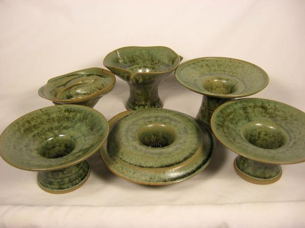 120411.ABCDEF Flower Vases with Mint Green Glaze