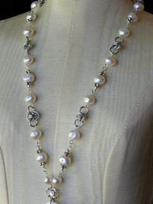 Pearl and Chainmaille Necklace Pearl and Chainmaille Necklace