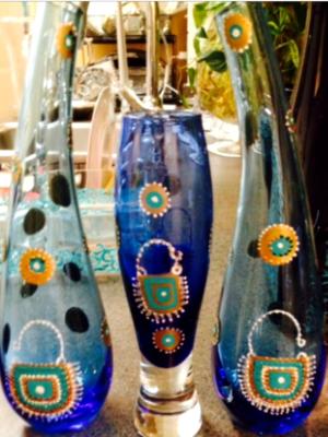 Light Blue vase set  3 pieces 