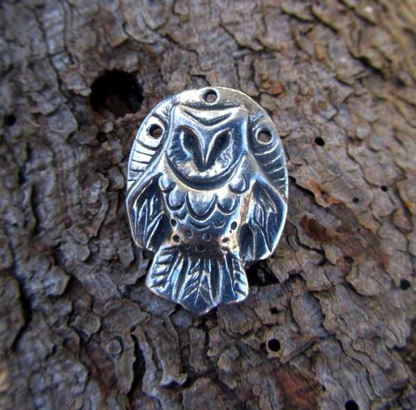 Owl pewter pin barn owl brooch original artisan totem owl jewelry