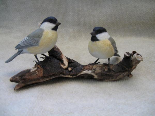 Pair Life size Chickadees